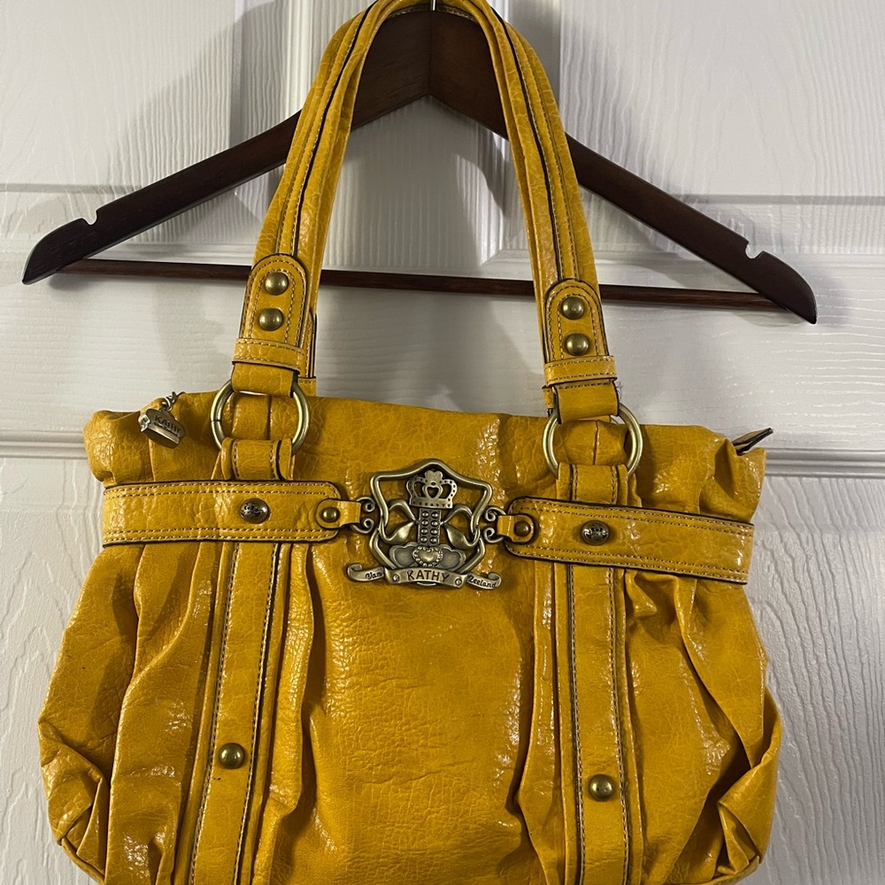 Yellow Shoulder Bag with Emblem